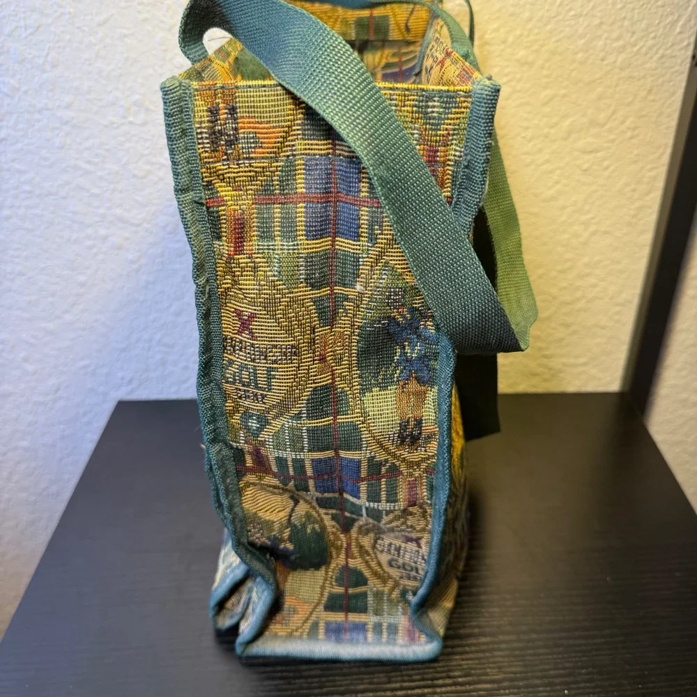 VTG 90s‎ Tapestry Golf Tournament Tote Bag & Coin Purse Pouch Plaid Large Purse